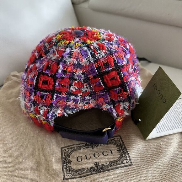 NWT Gucci Check Lamé Tweed Baseball Hat 'Multicolor SZ M - Picture 6 of 10